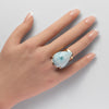 Larimar pear-shaped cuff ring
