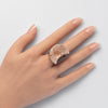 Druzy pink amethyst moon ring