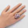Druzy pink amethyst moon ring