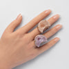 Druzy pink amethyst moon ring