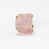 Rose quartz freeform faceted cabochon ring