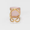 Rose quartz freeform faceted cabochon ring