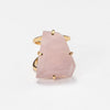 Rose quartz freeform faceted cabochon ring