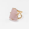 Rose quartz freeform faceted cabochon ring