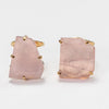 Rose quartz freeform faceted cabochon ring