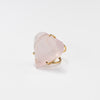Rose quartz faceted heart arc band ring