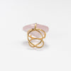 Rose quartz faceted heart arc band ring