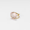 Rose quartz faceted heart arc band ring