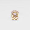 Rose quartz faceted heart arc band ring