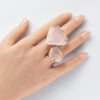 Rose quartz faceted heart arc band ring