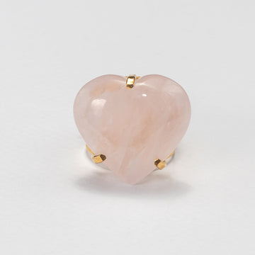 Rose quartz heart cabochon cuff ring