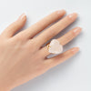 Rose quartz heart cabochon cuff ring