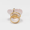 Rose quartz faceted heart inner band ring
