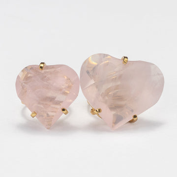 Rose quartz faceted heart inner band ring