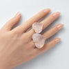 Rose quartz faceted heart inner band ring