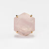 Rose quartz large faceted hexagon ring