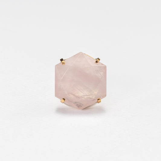 Rose quartz large hexagon ring