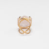 Rose quartz large faceted hexagon ring