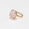 Rose quartz small faceted hexagon ring