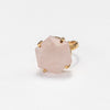 Rose quartz small faceted hexagon ring