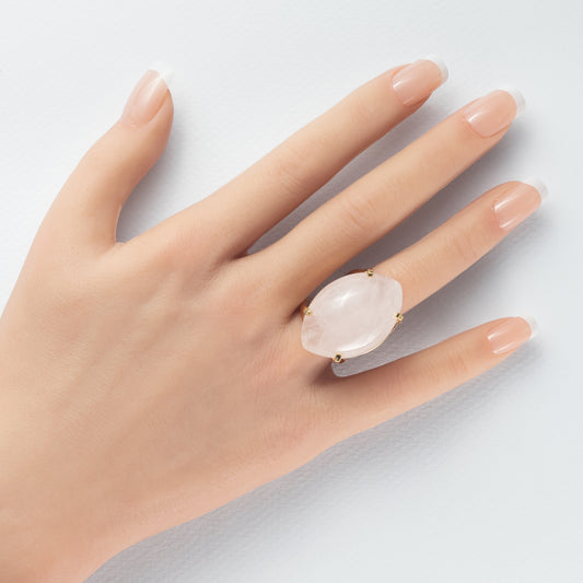 Rose quartz marquise ring
