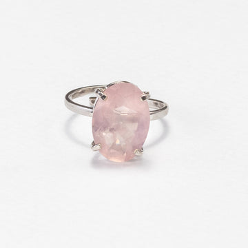 925 sterling silver rose quartz oval ring