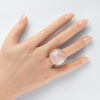 Rose quartz round cabochon ring