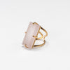Rose quartz baguette ring