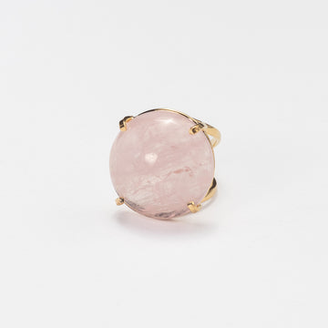 Rose quartz round cabochon ring