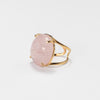 Rose quartz round cabochon ring