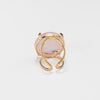 Rose quartz round cabochon ring
