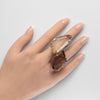 Chunky freeform faceted smoky quartz statement ring