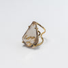 Faceted pear-shaped smoky crystal ring