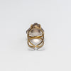 Faceted pear-shaped smoky crystal ring