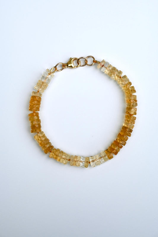 shaded citrine heishi beads knotted bracelet