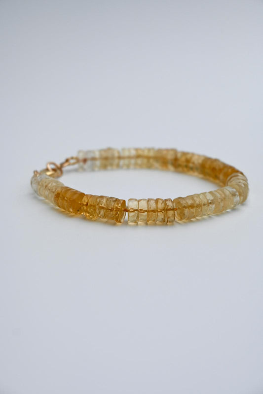 shaded citrine heishi beads knotted bracelet