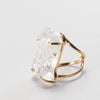 Extra large raw clear crystal quartz statement ring