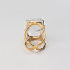 Freeform faceted crystal quartz statement ring