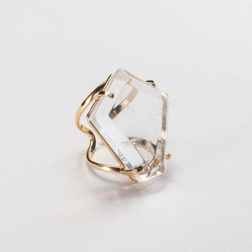 Faceted lozenge crystal Statement Ring