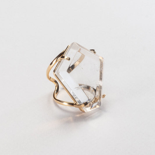 Faceted lozenge crystal Statement Ring
