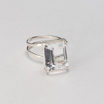925 sterling silver mixed-shape crystal cut stone ring