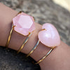 Rose quartz heart statement cuff bracelet