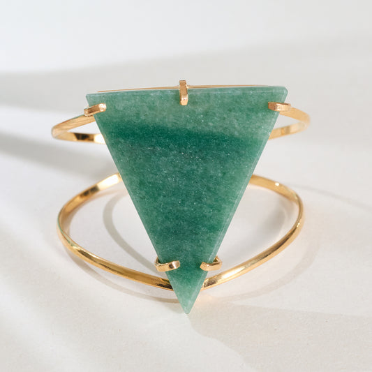 Green quartz triangle cuff bracelet