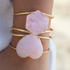 Rose quartz heart statement cuff bracelet