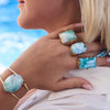 Larimar rectangle cuff ring