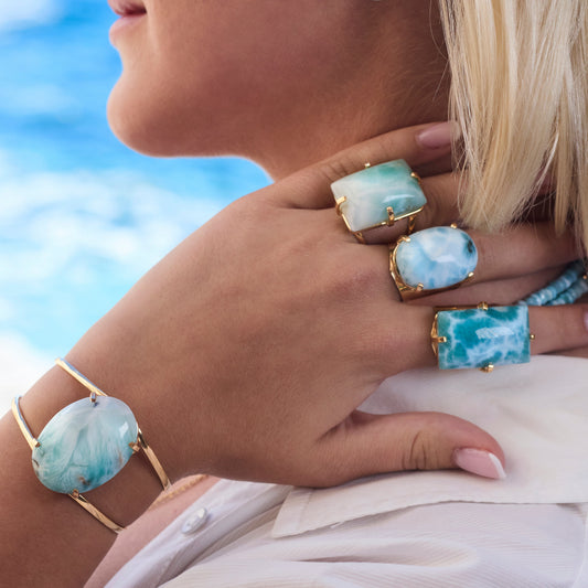 Larimar oval cuff bracelet