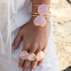 Rose quartz heart statement cuff bracelet