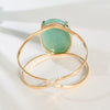 Green quartz oval cabochon cuff bracelet