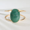 Green quartz oval cabochon cuff bracelet