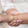Chunky freeform faceted rose quartz statement cuff bracelet